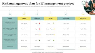 Risk Management Plan For IT Management Project
