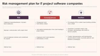 Risk Management Plan For It Project Software Companies