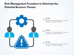 Risk Management Procedure To Eliminate The Potential Business Threats