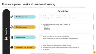 Risk Management Service Of Banking Comprehensive Guide On Investment Banking Concepts Fin SS