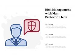 Risk management with man protection icon