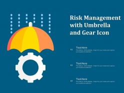 Risk management with umbrella and gear icon