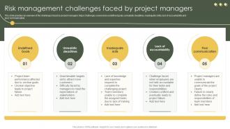 Risk Mitigation And Management Plan Risk Management Challenges Faced By Project Managers