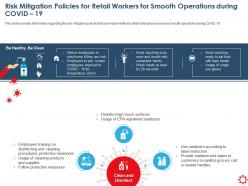 Risk mitigation policies for retail workers for sanitizers ppt presentation template
