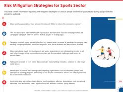 Risk mitigation strategies for sports sector coughing etiquette ppt infographic
