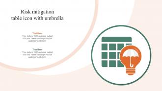 Risk Mitigation Table Icon With Umbrella