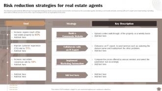 Risk Reduction Strategies For Real Estate Agents Risk Reduction Strategies Stakeholders