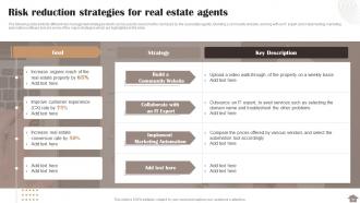 Risk Reduction Strategies For Real Estate Stakeholders Complete Deck