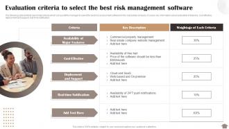 Risk Reduction Strategies Stakeholders Evaluation Criteria To Select The Best Risk Management Software