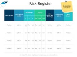Risk Register Contingency Plan Ppt Powerpoint Presentation Show Clipart