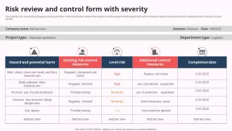 Risk Review And Control Form With Severity