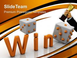 Risk strategy powerpoint templates win dice game success leadership ppt design slides