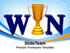 Risk strategy powerpoint templates win trophy cups success ppt slides