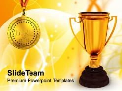 Risk strategy powerpoint templates winner trophy success education ppt themes