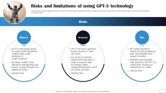 Risks And Limitations Of Using GPT3 Technology GPT3 Explained A Comprehensive Guide ChatGPT SS V