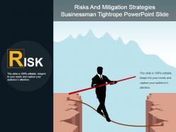 Risks and mitigation strategies businessman tightrope powerpoint slide