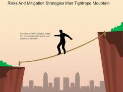 Risks and mitigation strategies man tightrope mountain powerpoint slide introduction