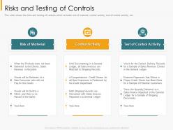 Risks and testing of controls financial internal controls and audit solutions