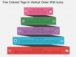 rl Five Colored Tags In Vertical Order With Icons Flat Powerpoint Design