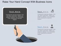 Rn raise your hand concept with business icons flat powerpoint design