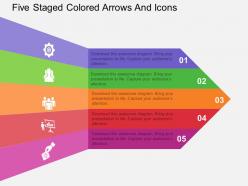 Ro five staged colored arrows and icons flat powerpoint design