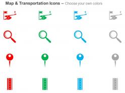 Road flag magnifier key roadmap ppt icons graphics