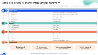 Road Infrastructure Improvement Project Summary