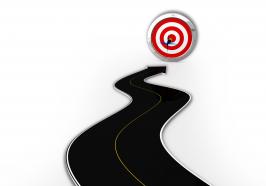 Road reaching on red target stock photo