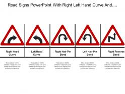 Road signs powerpoint with right left hand curve and right reverse bend