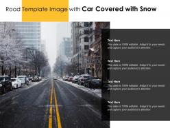 Road template image with car covered with snow