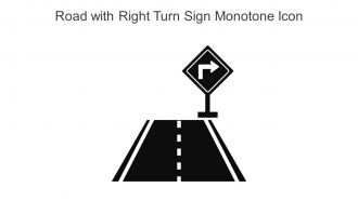 Road With Right Turn Sign Monotone Icon In Powerpoint Pptx Png And Editable Eps Format