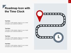 Roadmap icon strategic goal different milestones time clock interactive options