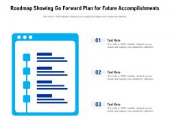 Roadmap showing go forward plan for future accomplishments