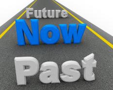 Roadmap with future now past stock photo