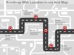 Roadmap with location icons and map powerpoint slides