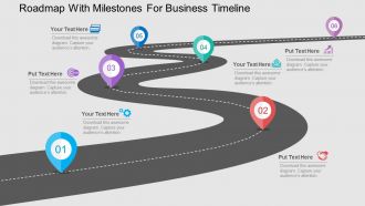 Roadmap with milestones for business timeline flat powerpoint design