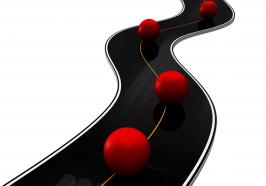 Roadmap with red balls over for time line of business stock photo