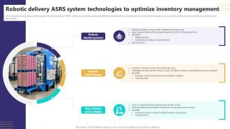 Robotic Delivery ASRS System Technologies To Optimize Inventory Management