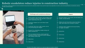 Robotic Exoskeleton Reduce Injuries In Construction Industry Exoskeleton IT Ppt Icons