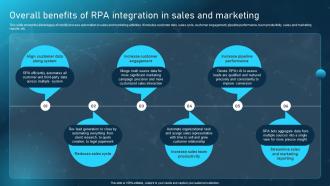 Robotic Process Automation Adoption Overall Benefits Of RPA Integration In Sales And Marketing
