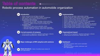 Robotic Process Automation In Automobile Organization Powerpoint Presentation Slides Compatible Multipurpose
