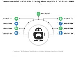 Robotic process automation showing bank airplane and business sector