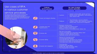 Robotic Process Automation Use Cases Of RPA In Various Customer Service Processes