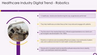 Robotics As A Digital Healthcare Trend Training Ppt