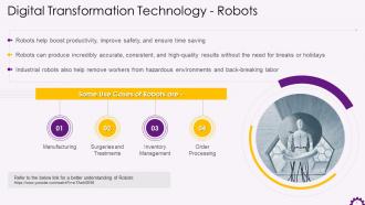 Robots In Digital Transformation Technologies Training Ppt