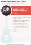 Rock Concert Investment Brief Description About One Pager Sample Example Document