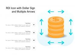 Roi icon with dollar sign and multiple arrows