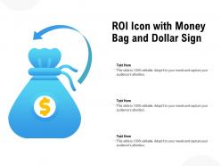Roi icon with money bag and dollar sign