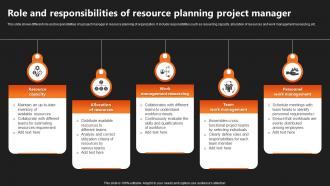 Role And Responsibilities Of Resource Planning Project Manager