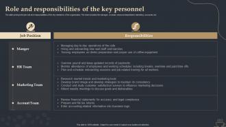 Role And Responsibilities Of The Key Personnel Coffee Shop Start Up BP SS